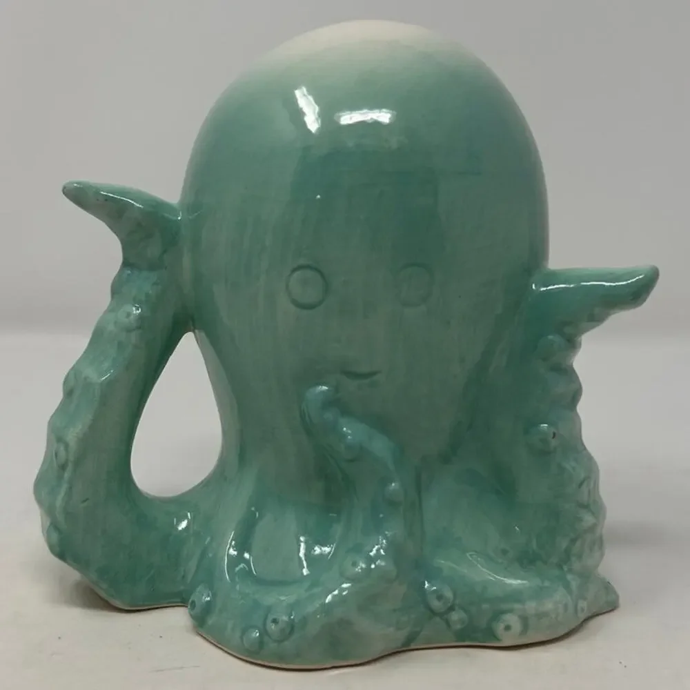 Green Ceramic Octopus with Four Tentacles One Can Be Used As‎ a Handle