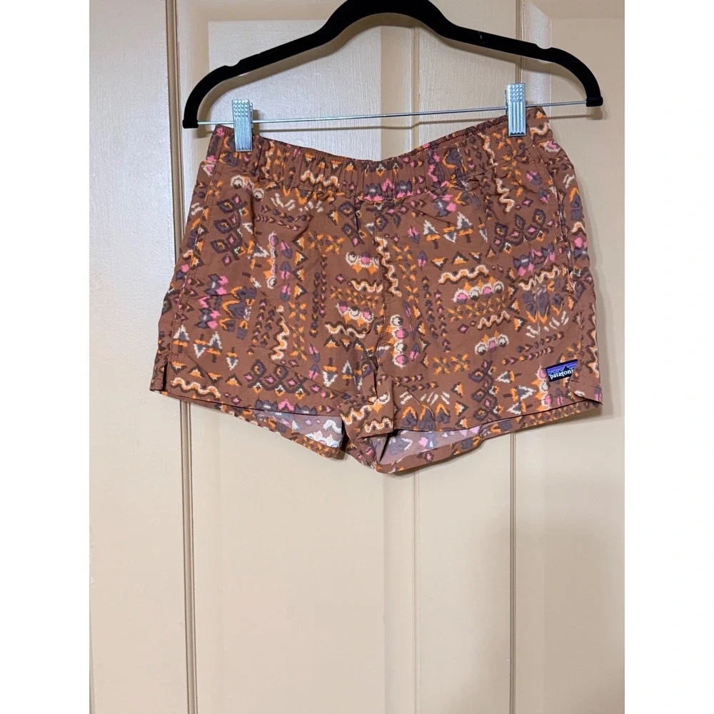 Patagonia Baggies Shorts Womens Small Brown Geometric Tribal Print NetPlus