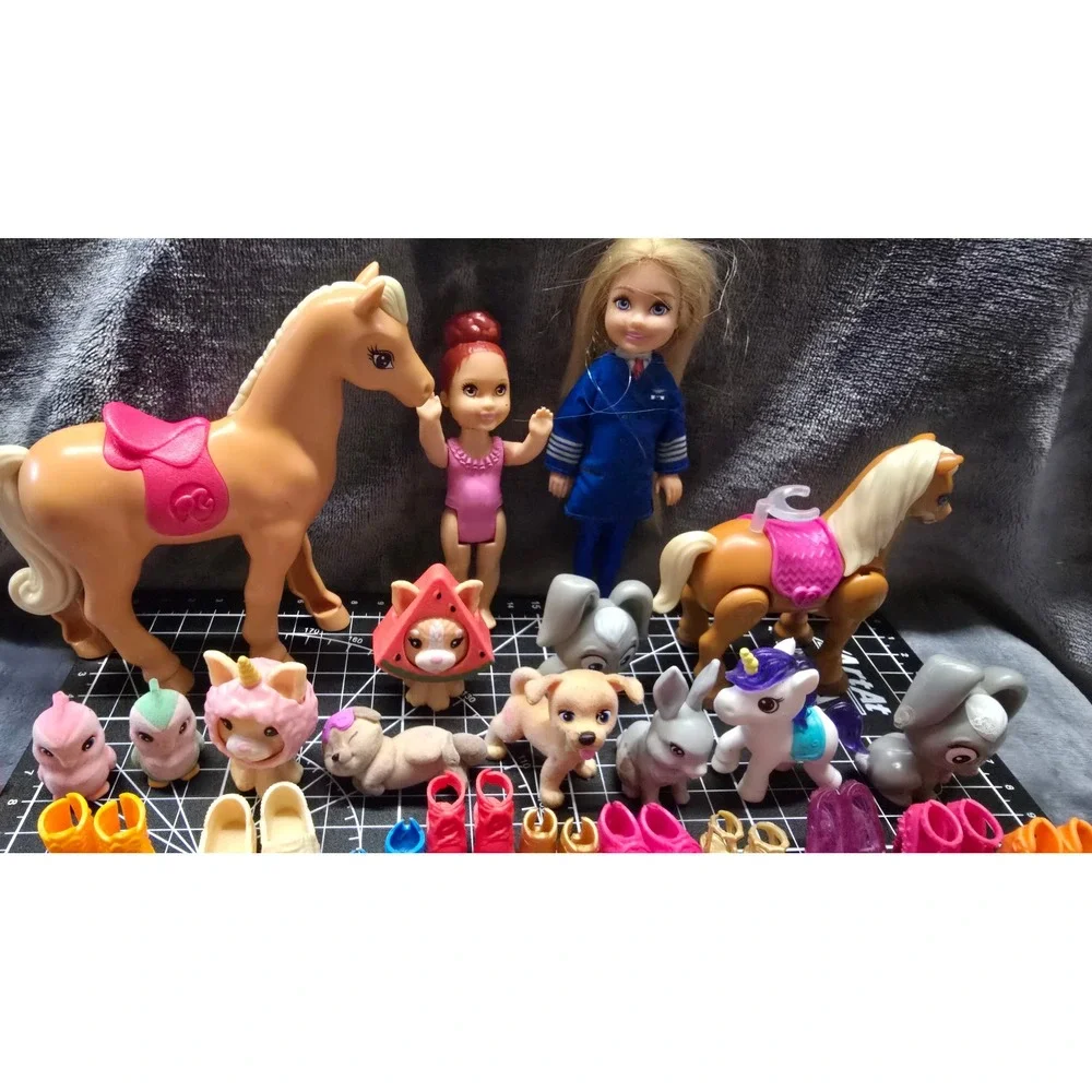Barbie Chelsea Doll Accessory Lot Horses Pets Shoes Food Bags 100+ Pieces