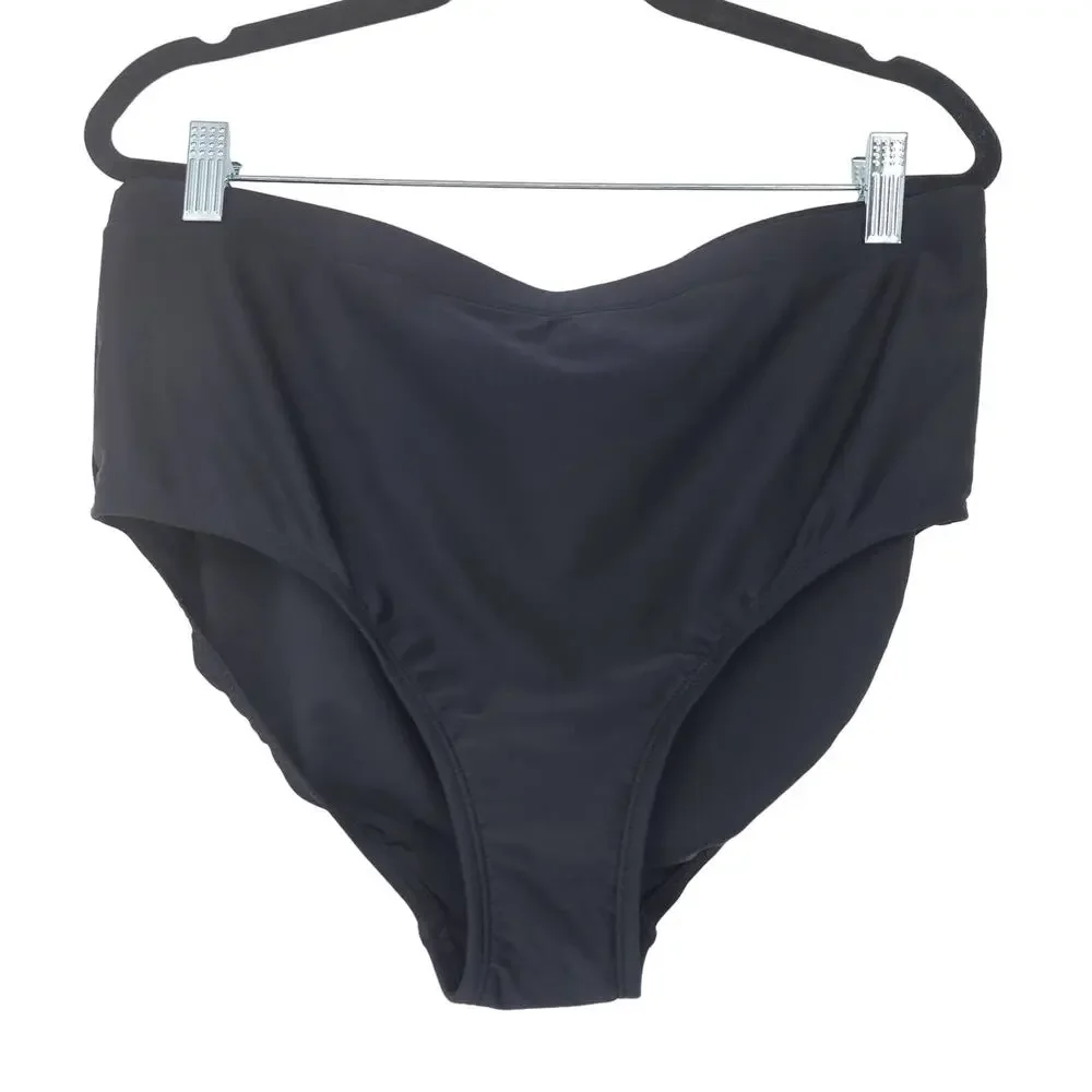 Swimsuits For All High Rise Black Full Coverage Swim Bikini Bottoms Size 16