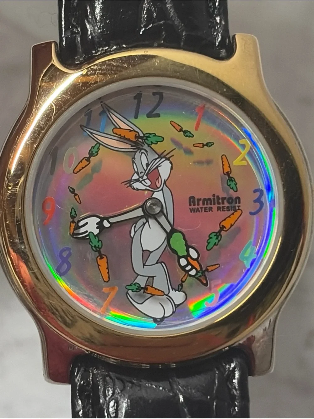 Vintage 1997 Armitron Bugs Bunny Clear Lucite Watch Collectible Looney Tunes