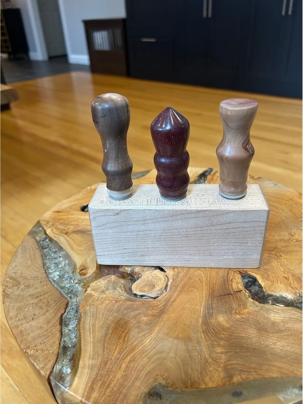 Handcrafted Wooden Bottle Stoppers with Maple Wood Holder