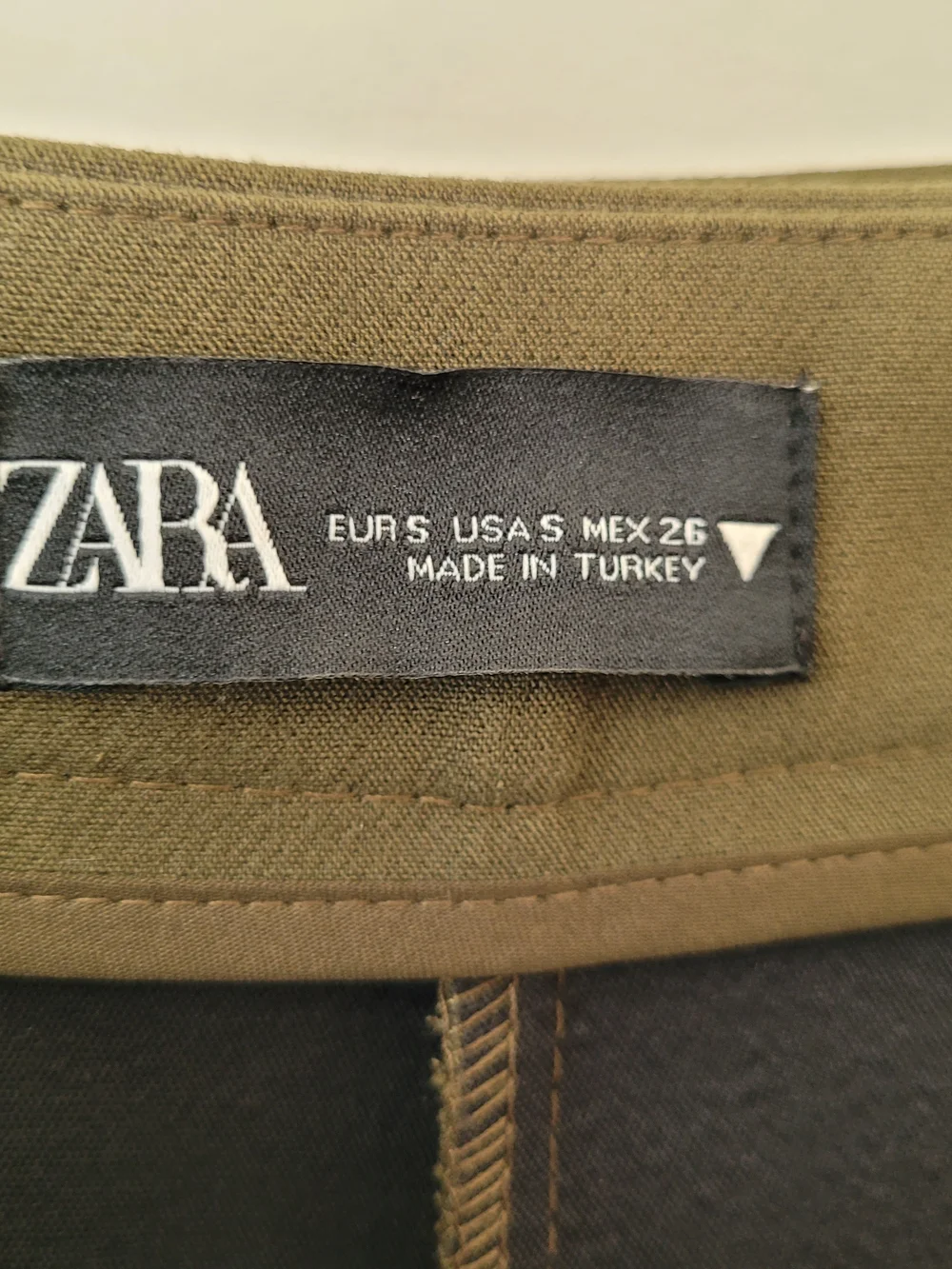 Zara Olive Mini Skort with Flap Pocket & Side Buckle