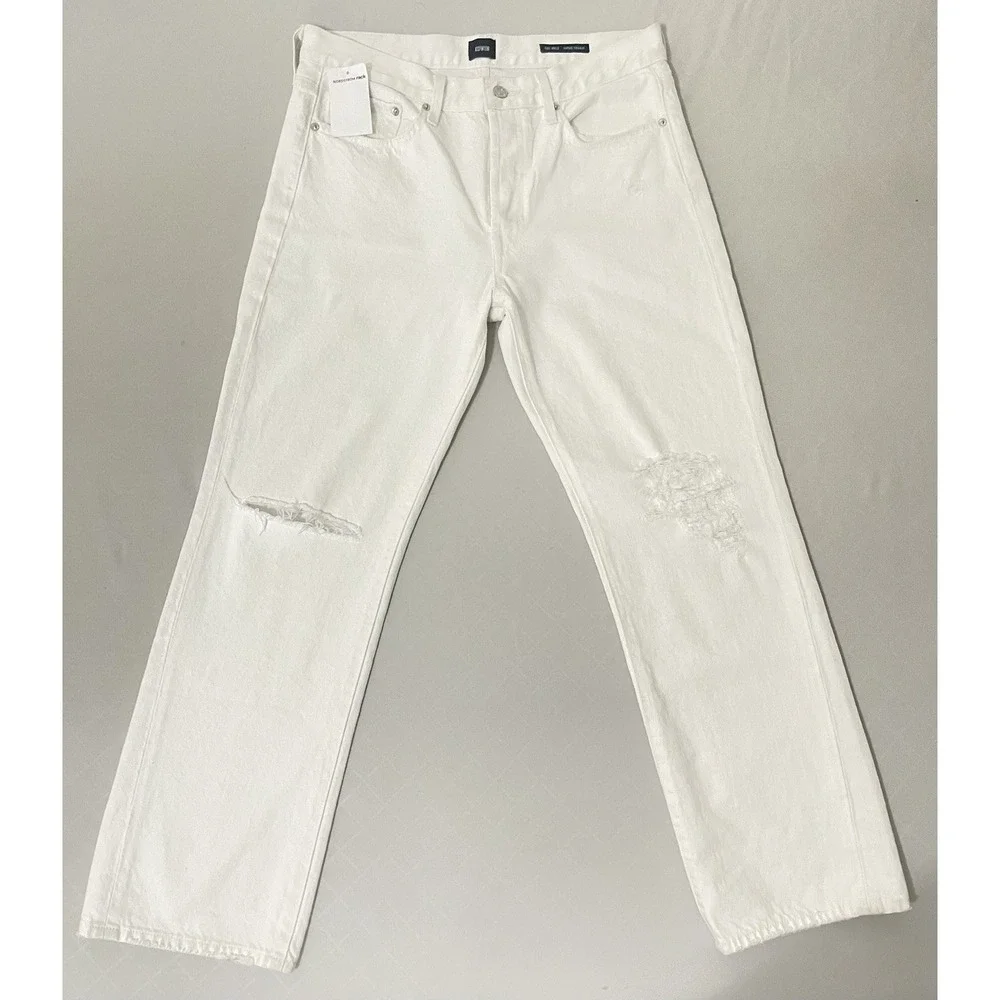 NWT Edwin Womens Kali Ankle‎ Vintage Straight Jeans 29 US 8 White Distressed