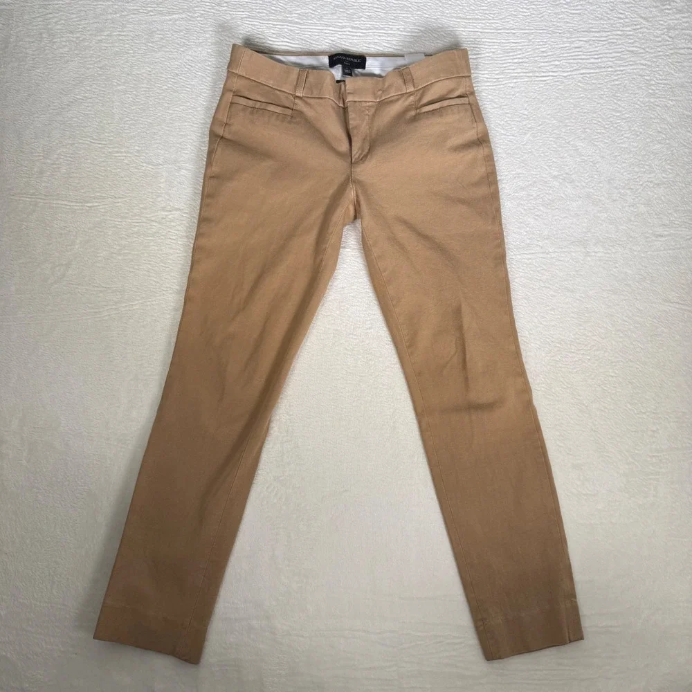 Banana Republic Sloan Tan Camel Slim Fit Mid Rise Ankle‎ Pants Womens Size 2