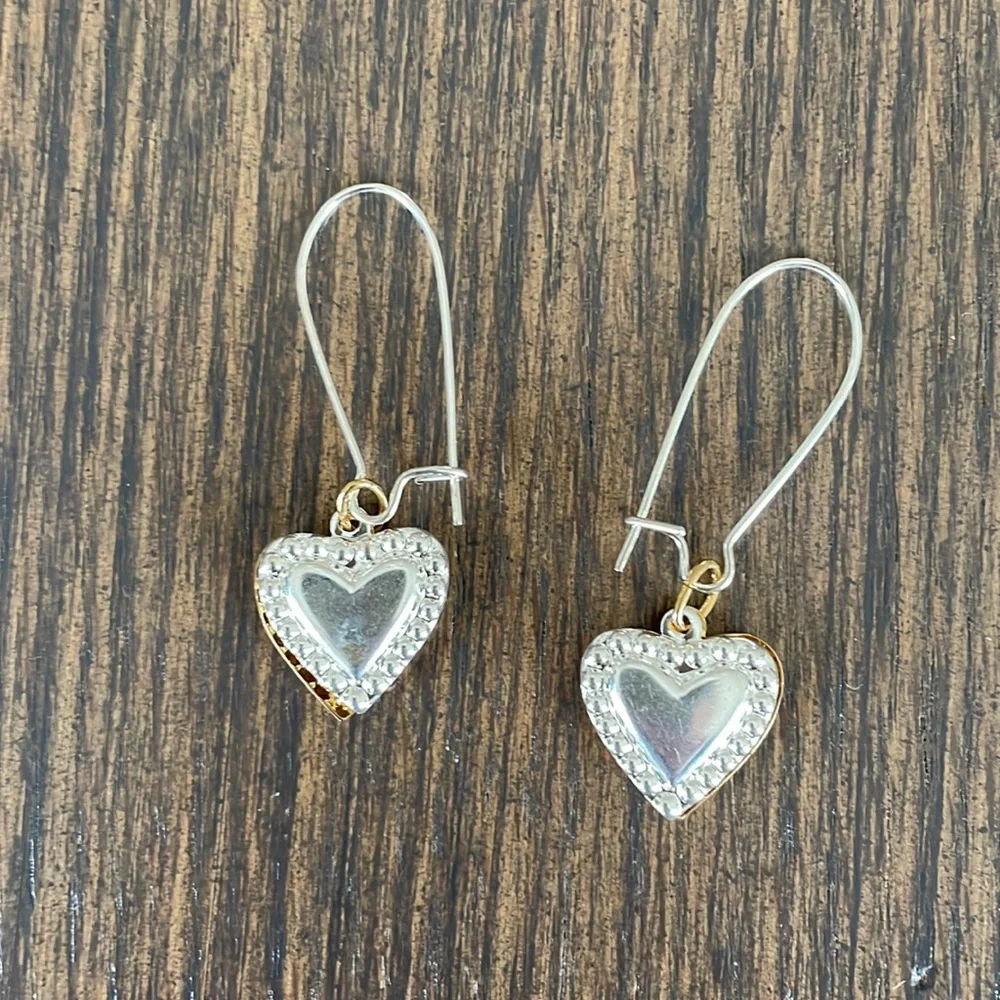 HAND CRAFTED EARRINGS Reversible Gold Silver Hearts