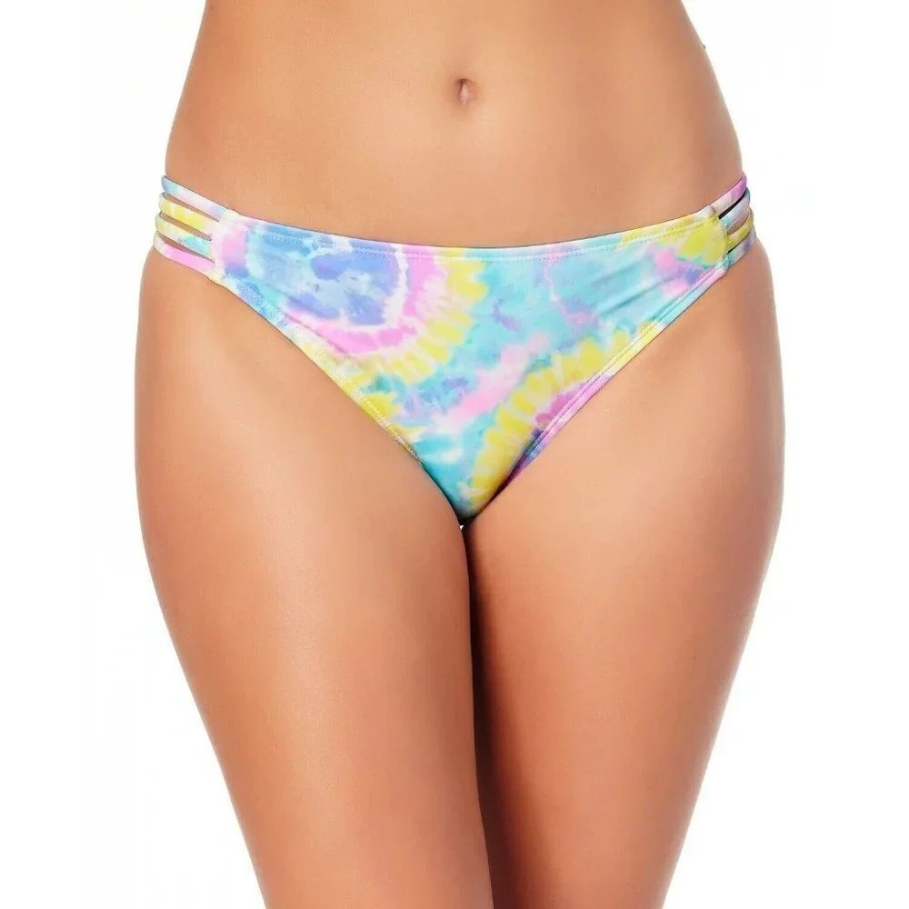 California Waves Juniors Medium Tie Dye Strappy Hipster Bikini Swim Bottoms 1585
