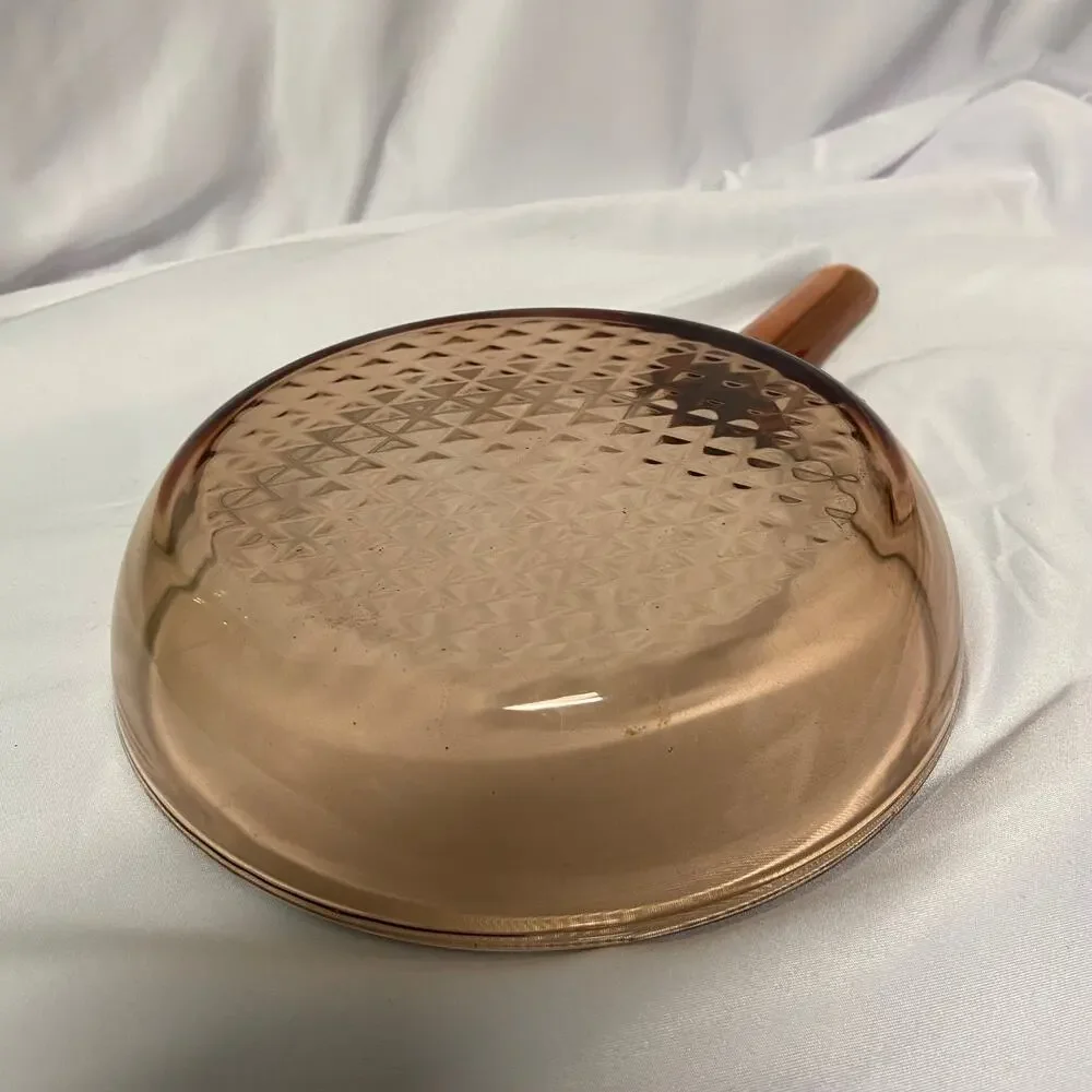Corning Ware VISION FRANCE Amber 7 Inch Skillet Waffle Bottom Frying Pan