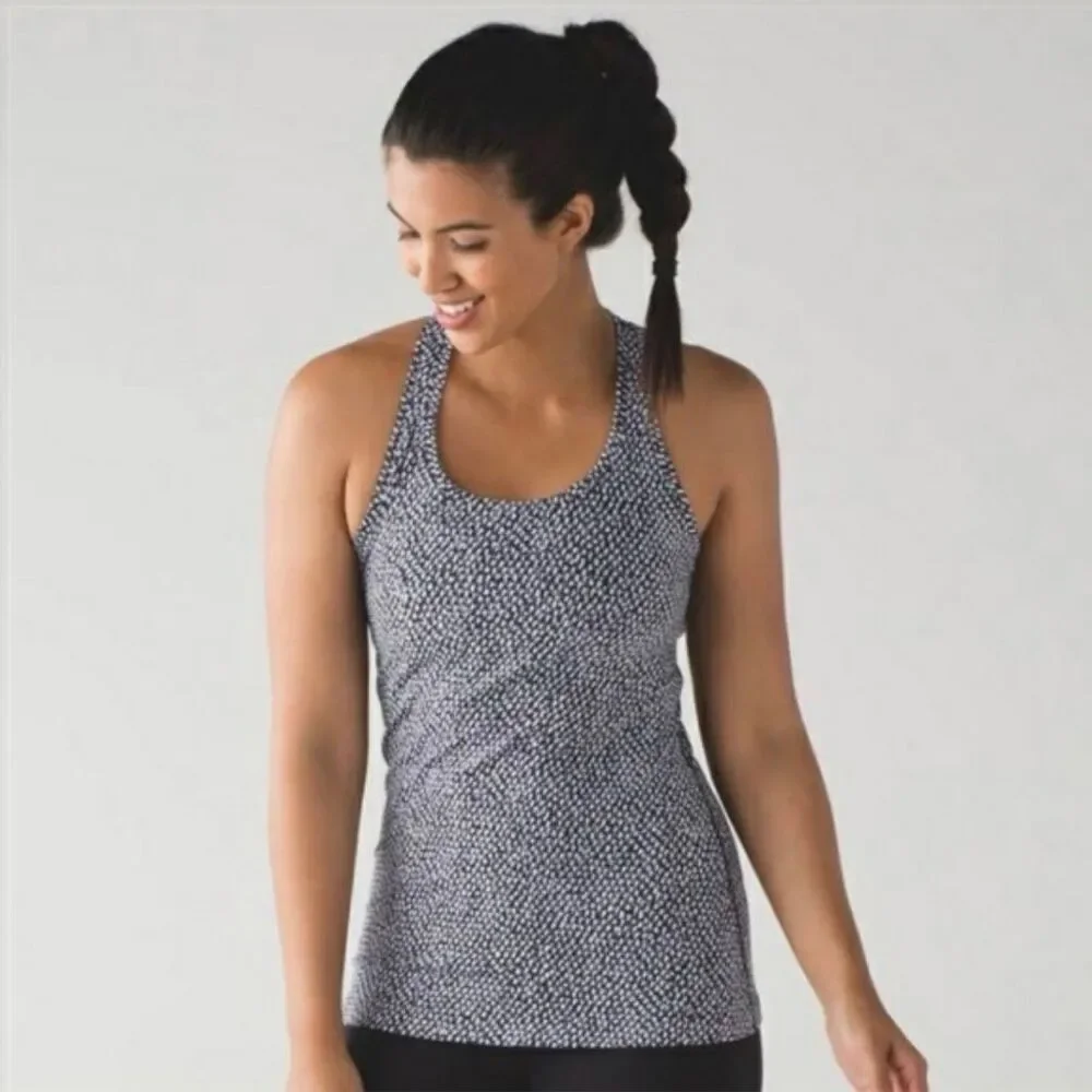 Lululemon Cool Racerback II in Frozen Fizz White Black size 6