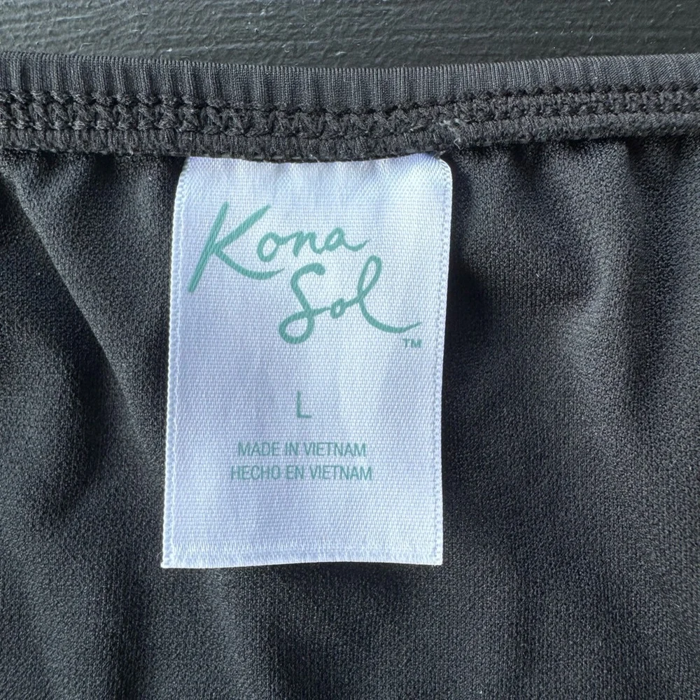 Kona Sol Black Swim Bottoms – Size L – Full Coverage