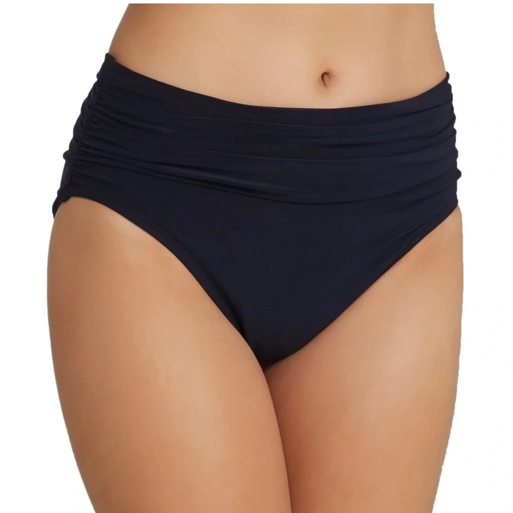 MAGICSUIT Black‎ Solid Stretch High Waist Bikini Bottom Swimsuit Size 12