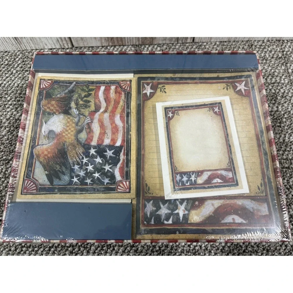 Vtg Main Street Press Boxed Stationary gift Set Patriotic OLD GLORY. NEW