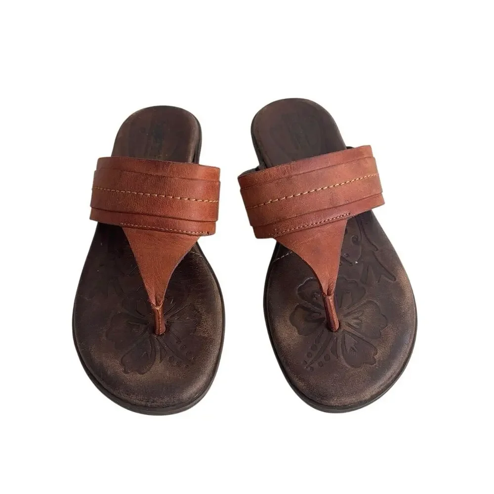 Born Leather Thong Sandals Brown Comfort Flip Flops Size 6