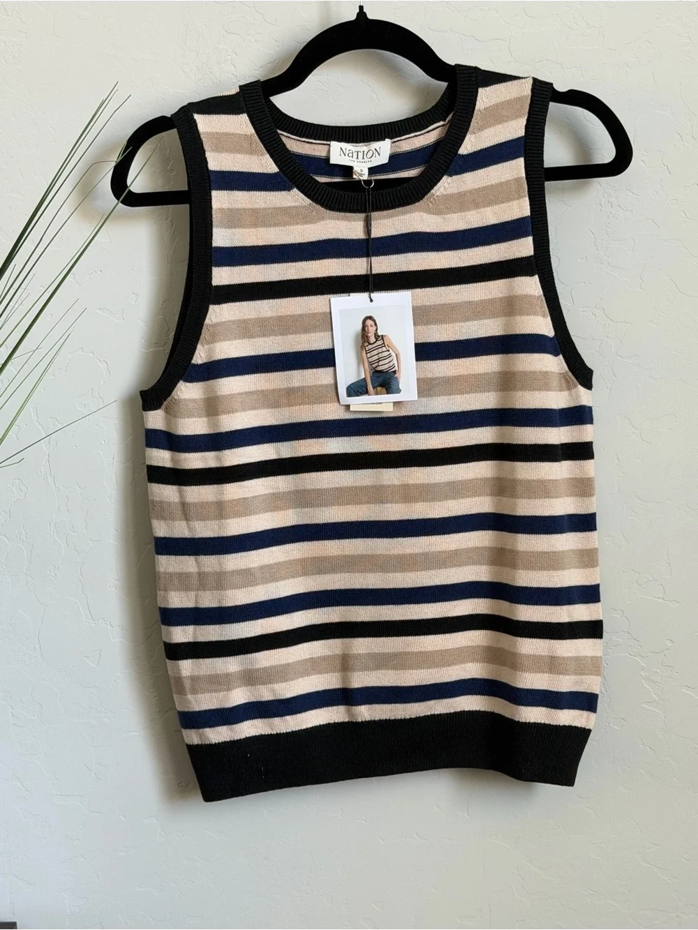 Nation LTD Striped Knit Sweater Tank Top NWT Small Coastal Nautical