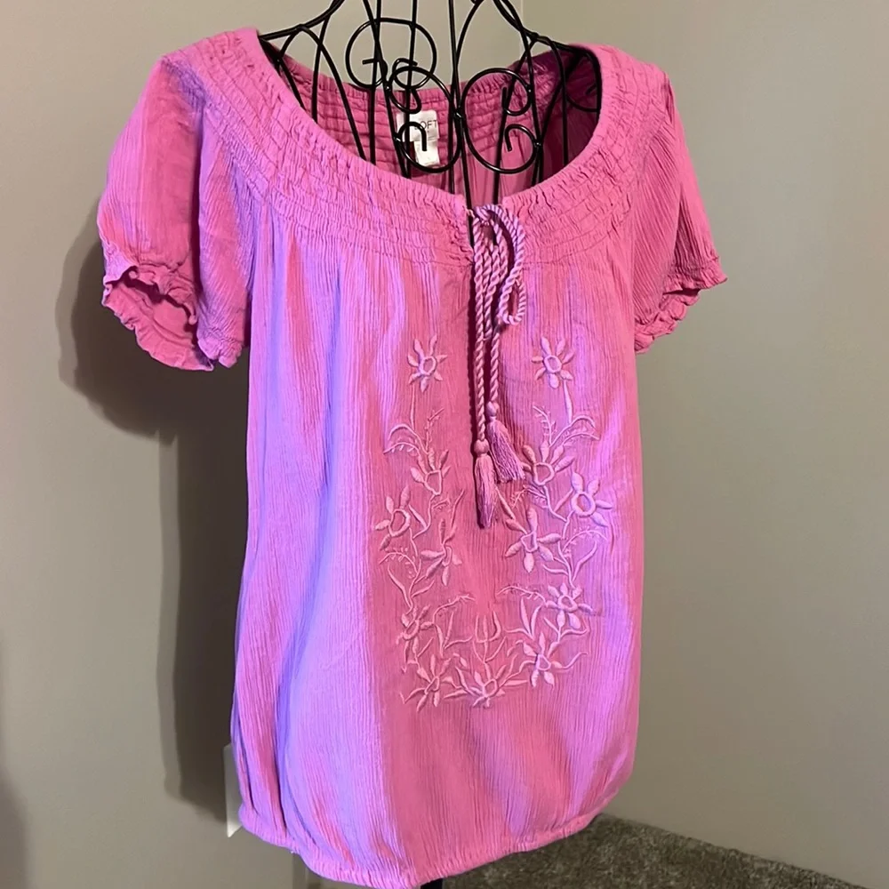 Loft, pink, crinkle‎ top
