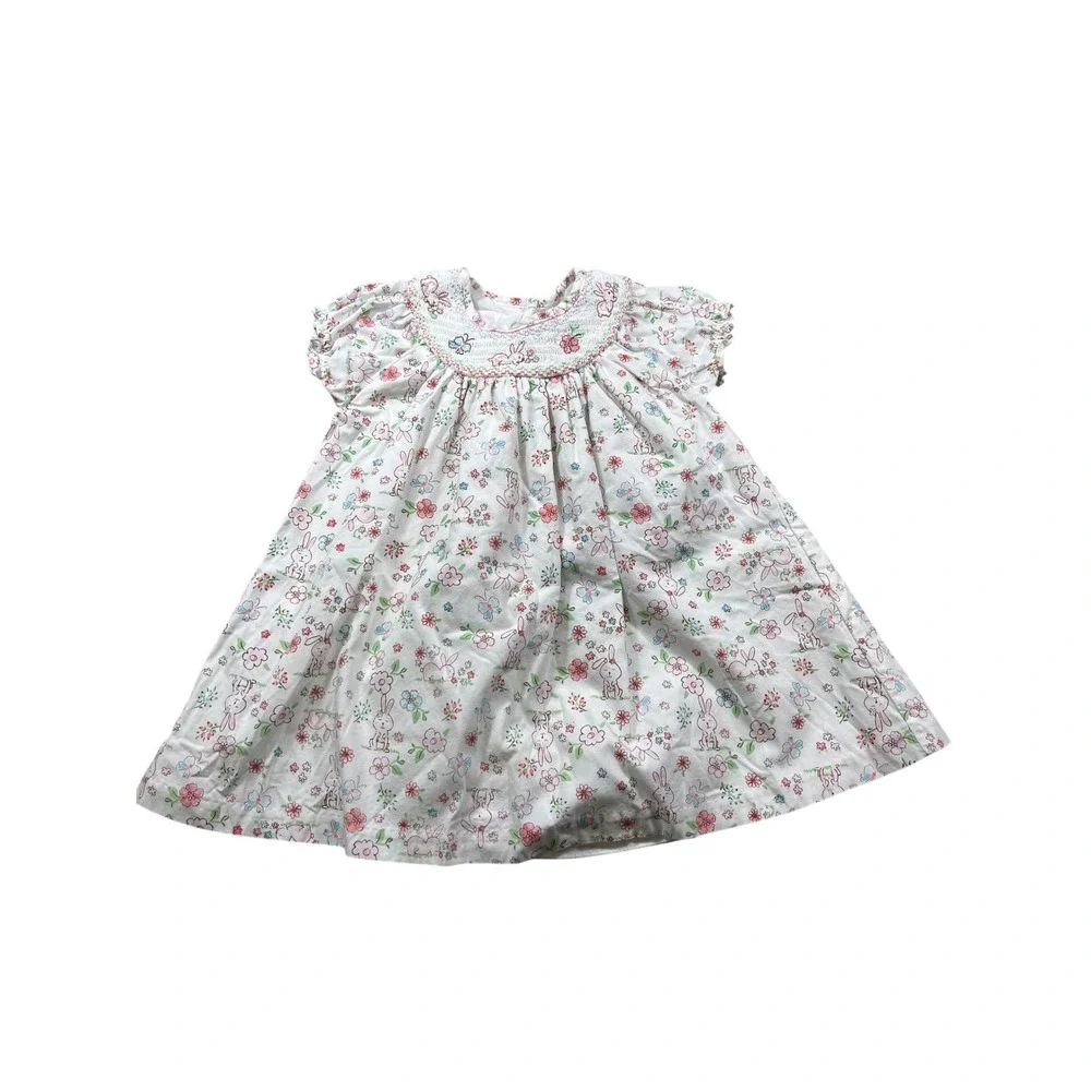 Bonnie Baby Infant Dress Bloomers Set 24M Bunny‎ Floral Smocked Easter NWOT