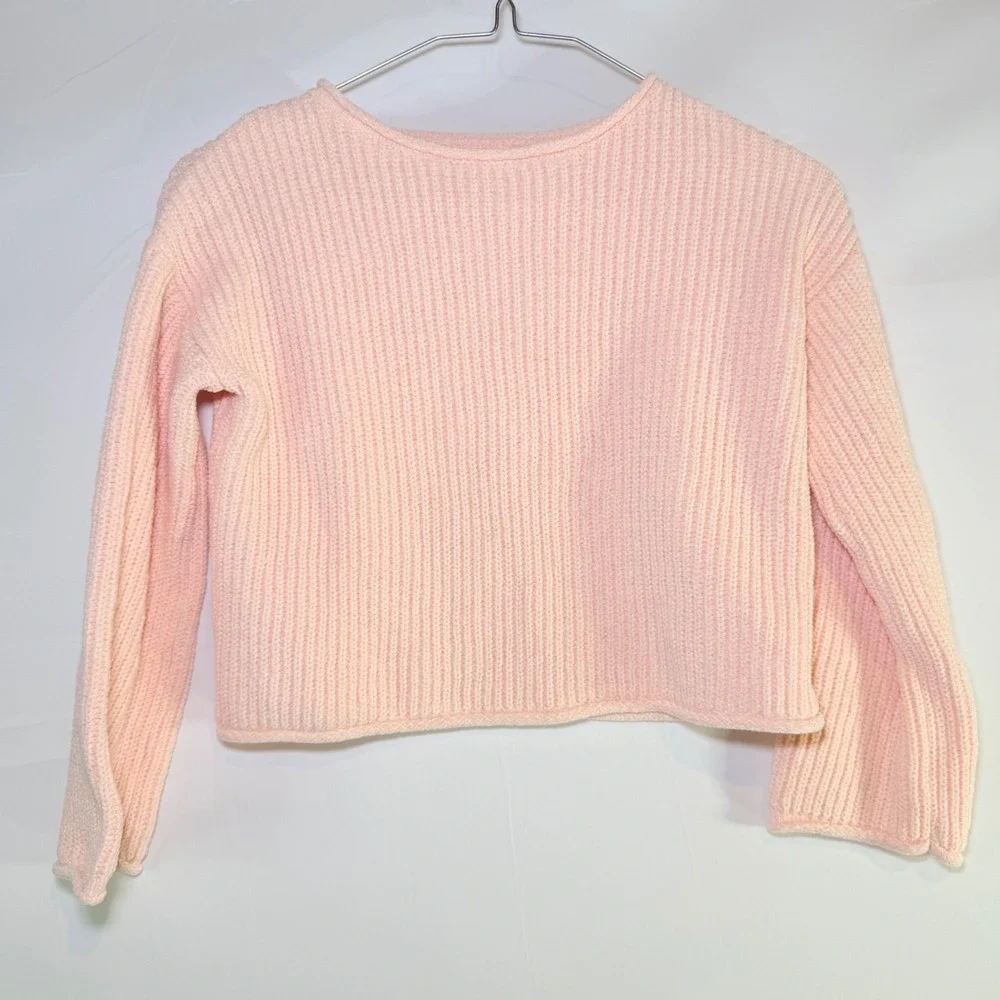 Cat &‎ Jack Girls Pink Chenille Ribbed Knit Pullover Sweater Size M 8