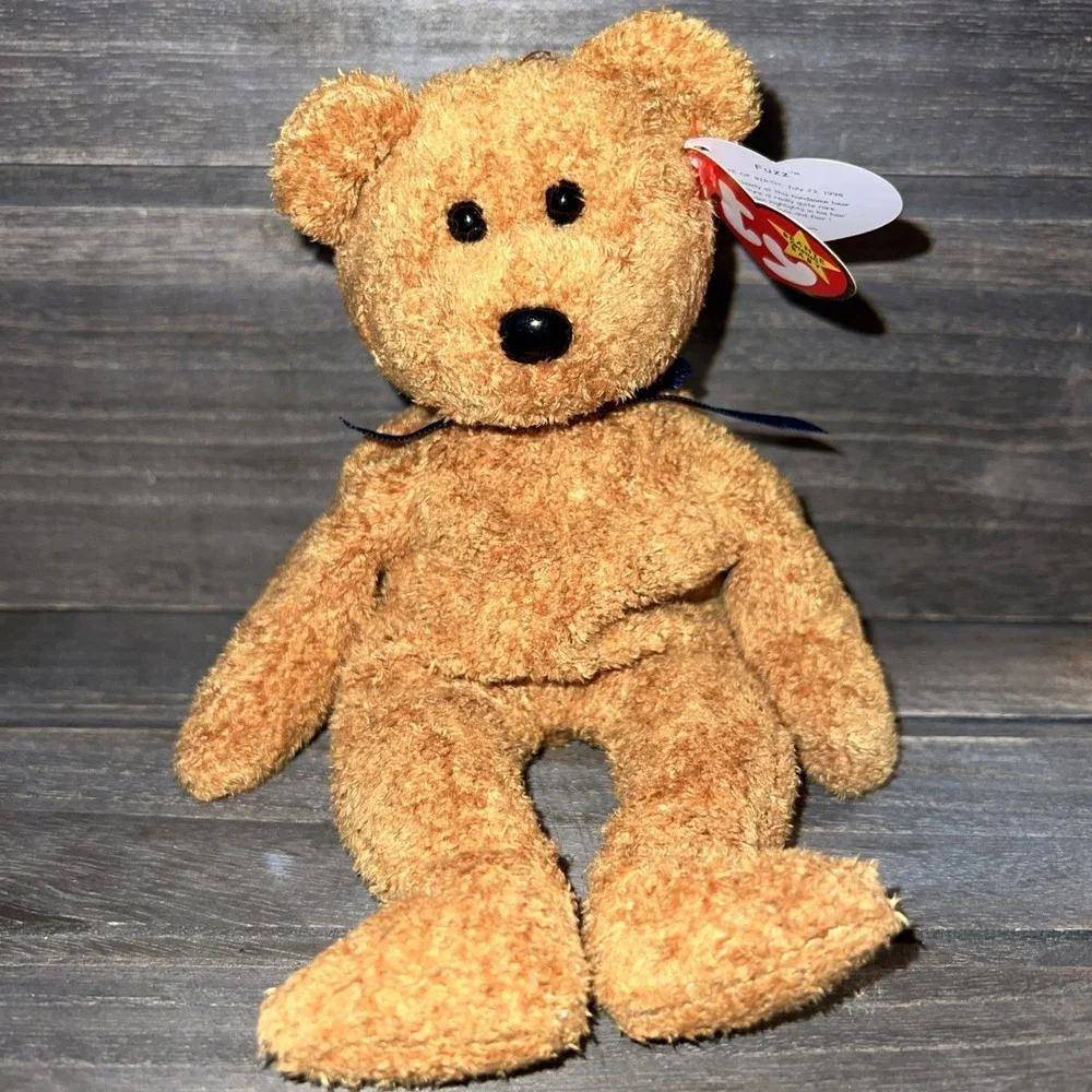 Ty Beanie Baby Fuzz the Bear 1999 Brown Frizzy Plush Excellent Condition 4237