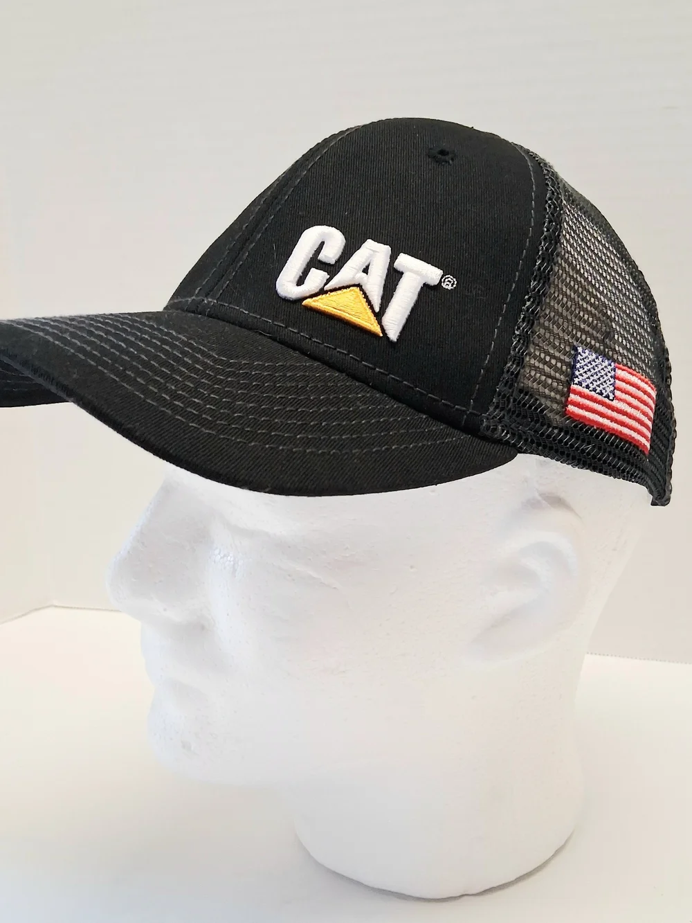 Authentic Caterpillar (CAT) Black Adult Trucker Style Hat Snapback Closure Cap