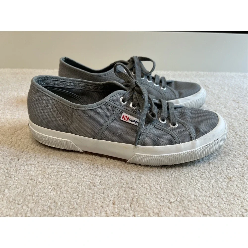 Superga 2750 Cotu Classic Gray Canvas Low Top Sneakers Mens 7.5 Women 9 Skate