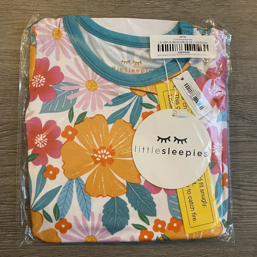 Little Sleepies 12-18 Months Beachy Blooms Two Piece Shorts Set Hawaiian Bamboo‎