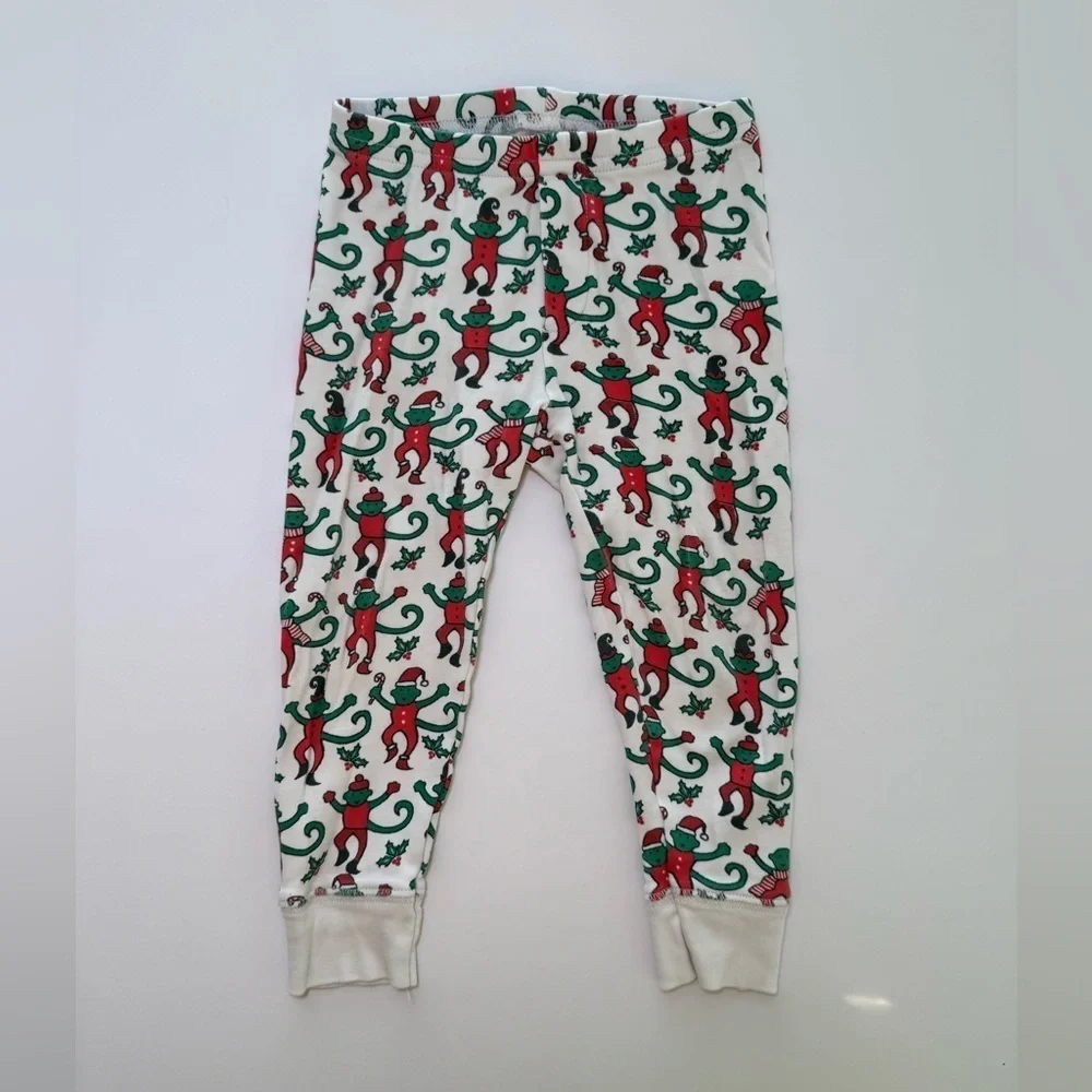 Roller Rabbit Monkey Mas Christmas Pajama Bottoms Size 2