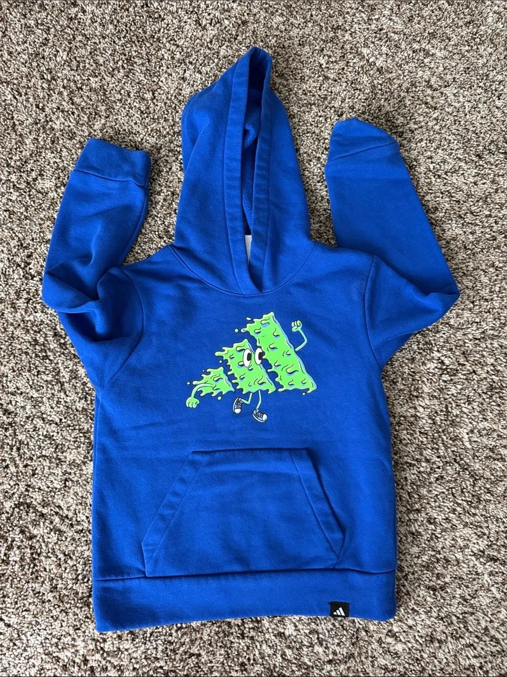 adidas Royal Blue Hoodie with Neon Green Graphic