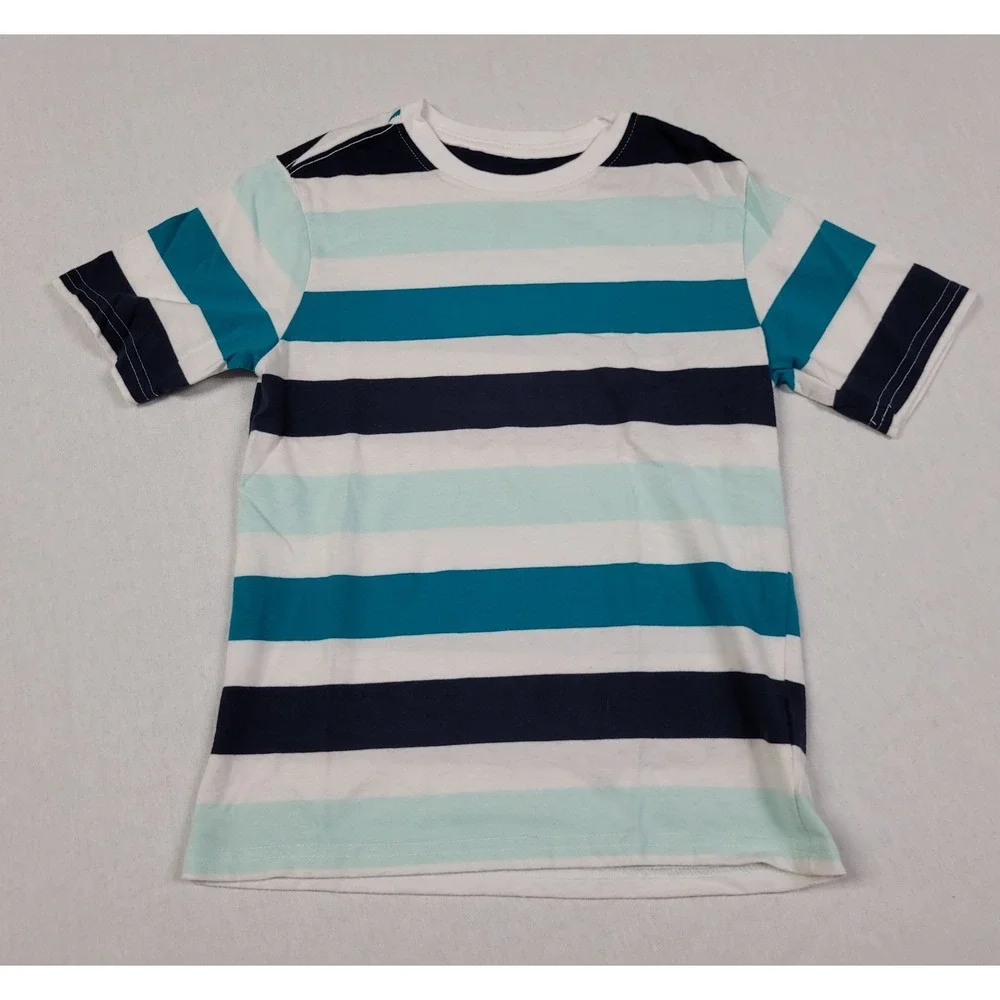 Wonder Nation Boy's Striped Short Sleeve Navy, Light Blue, Blue T-Shirt Size M/8