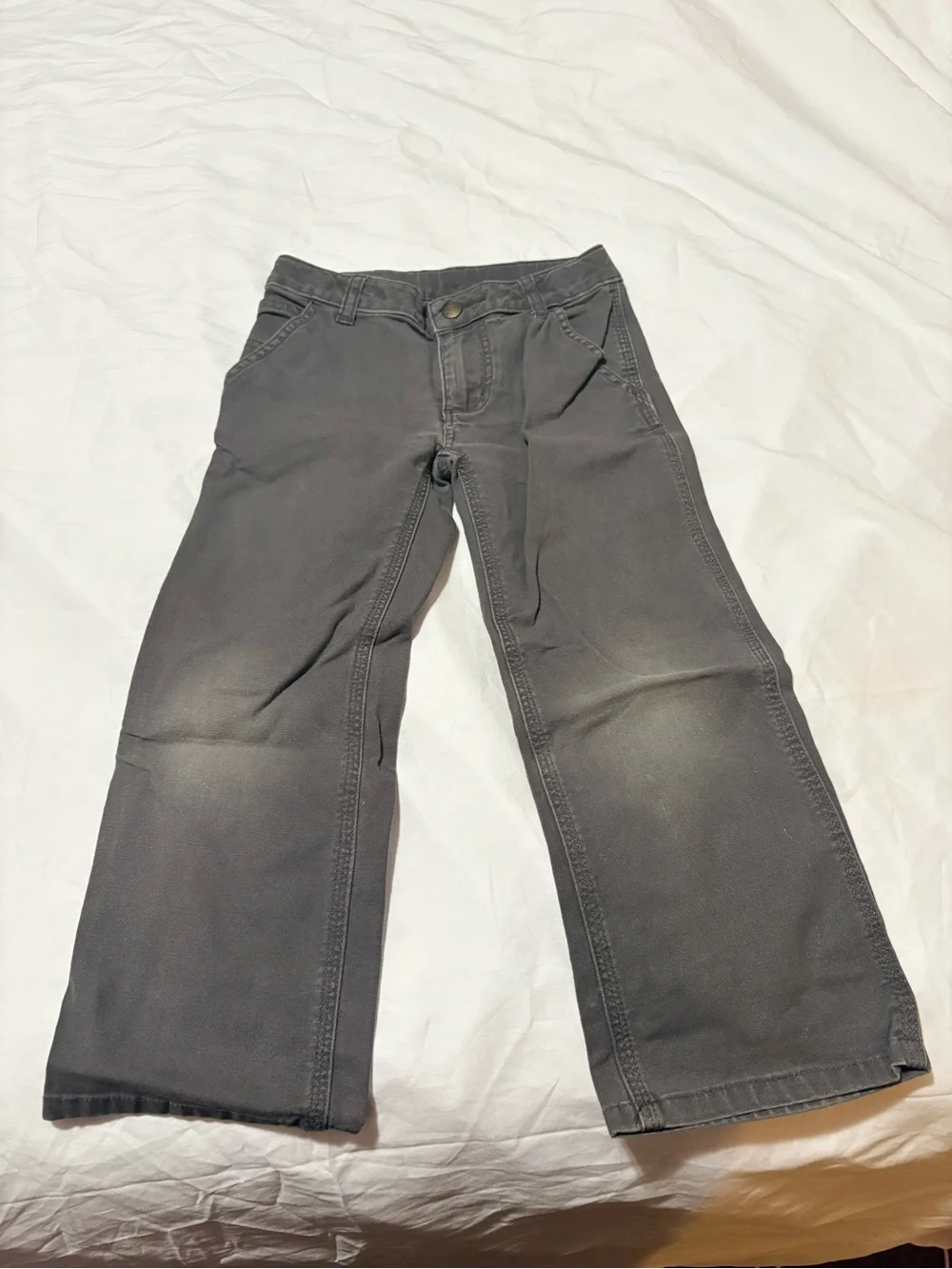 Carhartt Kids Gray Faded-Knee Straight Jeans