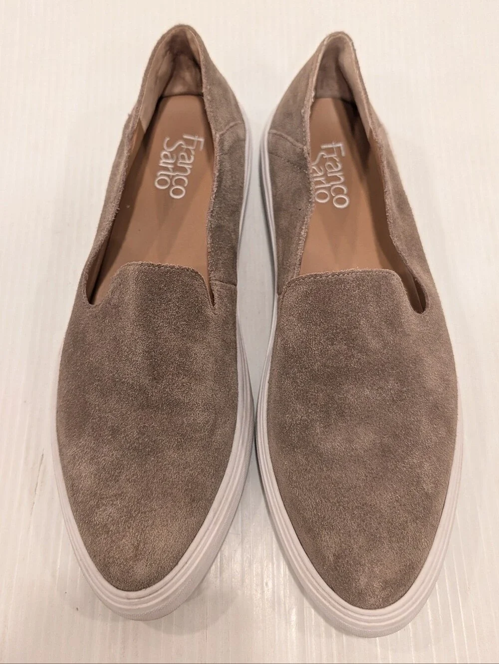 FRANCO SARTO Mitchell Taupe Suede Slip-On Loafers Sneakers Size 8.5 Women's