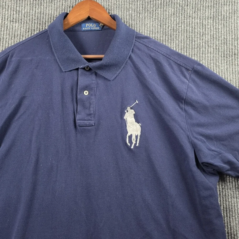 Polo Ralph Lauren Mens 2XLT‎ Tall Navy Blue Short Sleeve Polo Shirt Big Pony #3