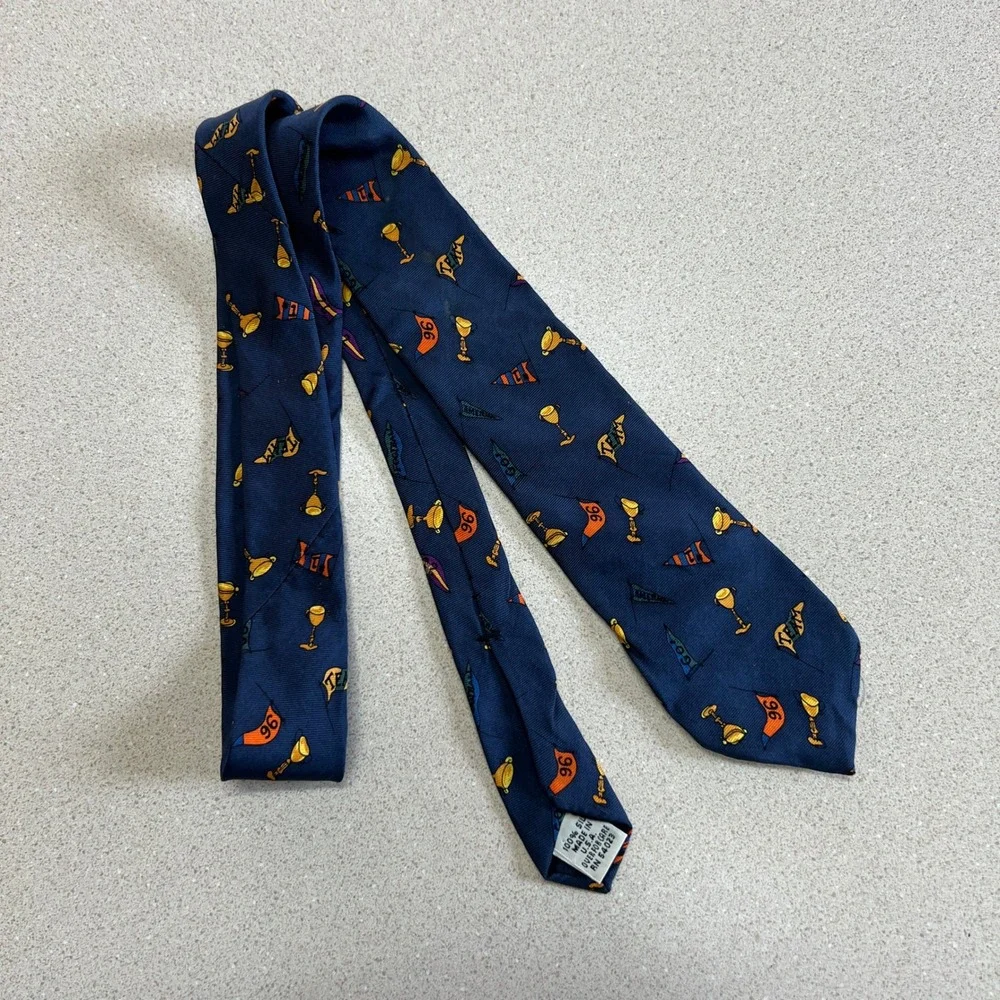 Vintage Kids 1996 Gap‎ Navy Blue Trophy Pennant Tie 2.5