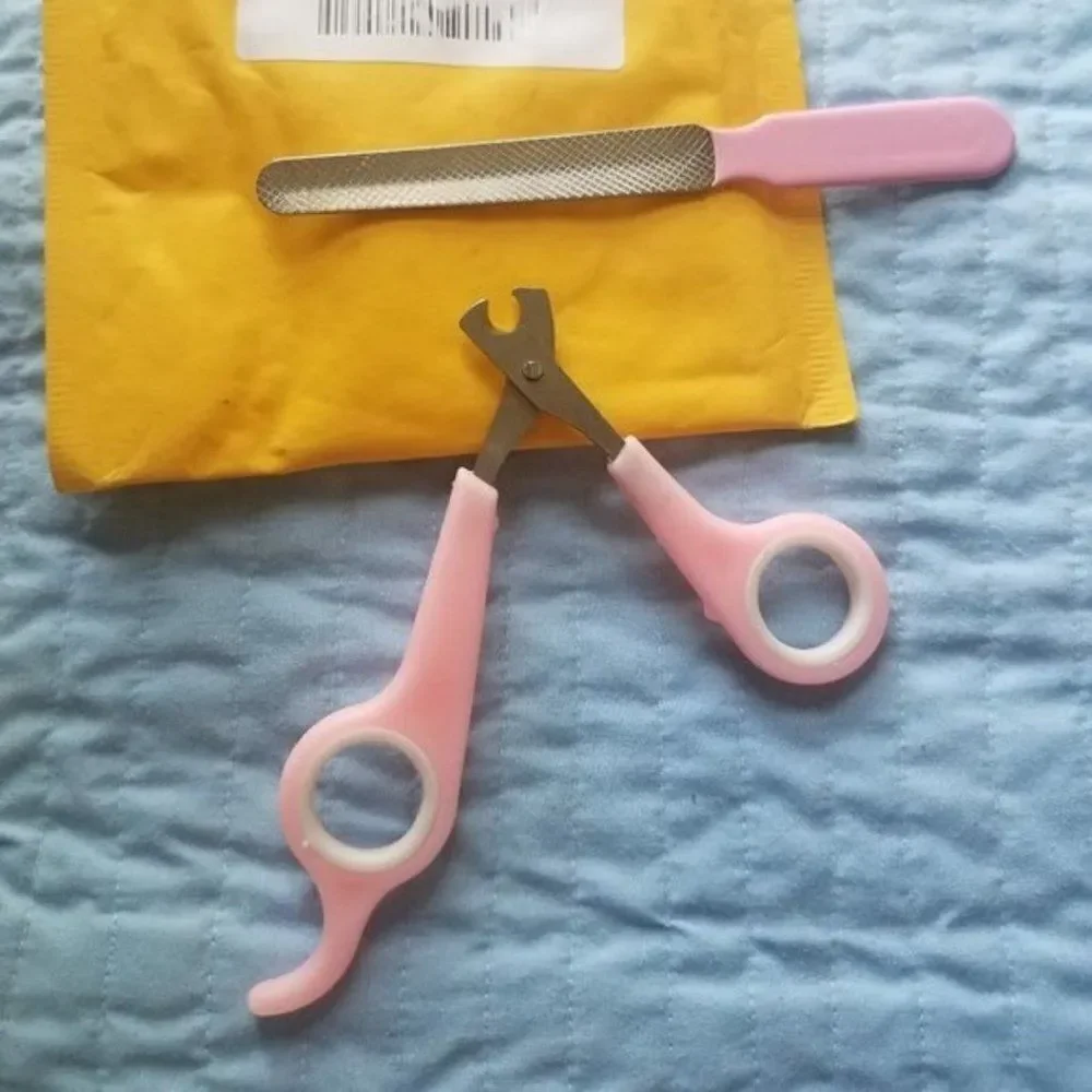 Dog Nail Clippers & File Pink for Small Little Dogs Grooming