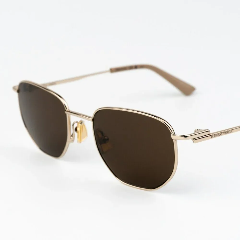 NEW Bottega Veneta BV1301S 002 Gold Brown Split Panthos Unisex Sunglasses