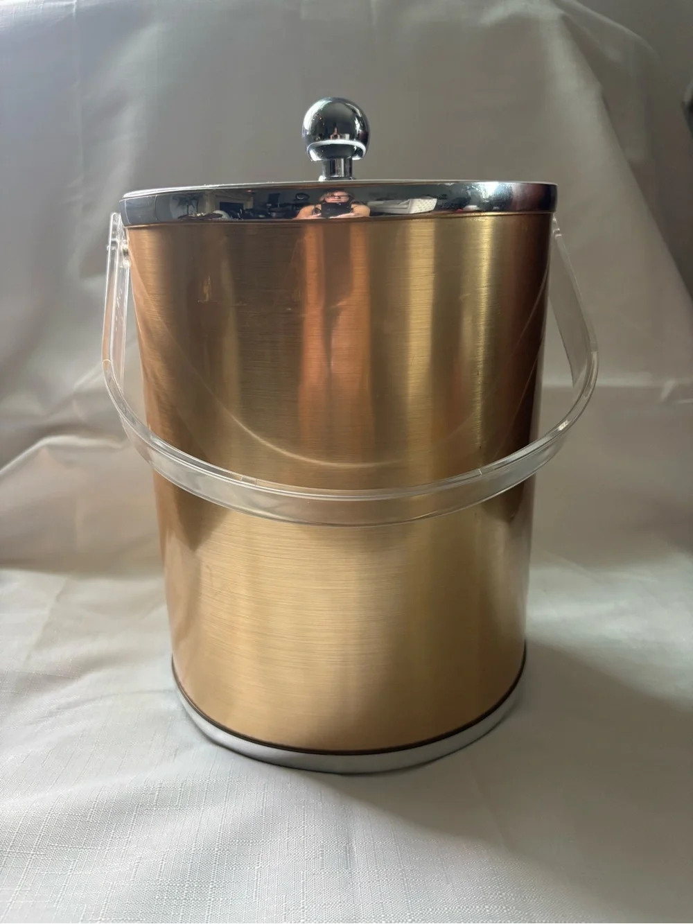 Brushed Gold Ice Bucket with Clear Handle