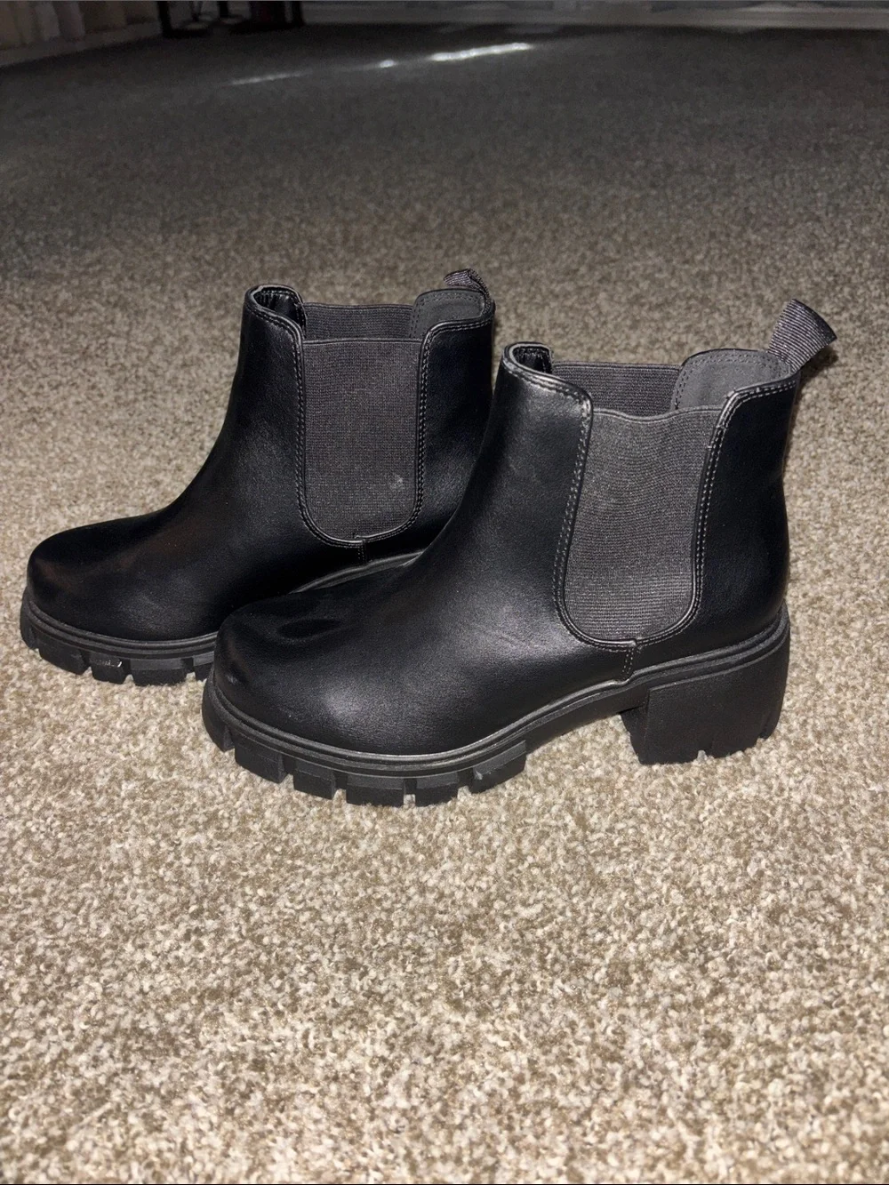 Soda Black Chunky Ankle Boots