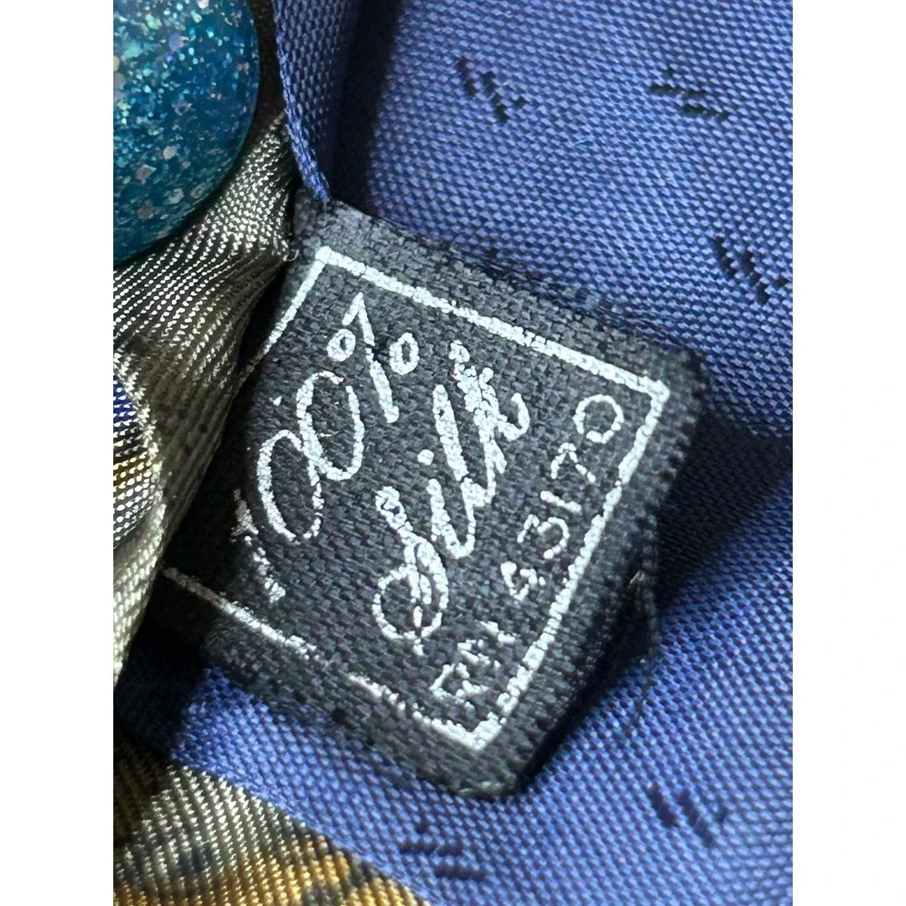 Manhattan Mens 100% Silk Paisley Pattern‎ Tie Gold Blue Burgundy