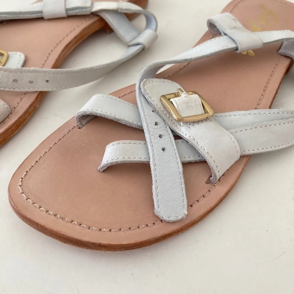NWOT Free People La Risa White Leather Flat Sandals