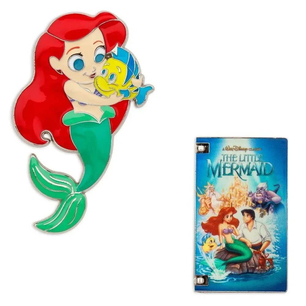 NEW Ariel VHS Pins & Plush SET The Little Mermaid RARE Ships NOW DISNEY