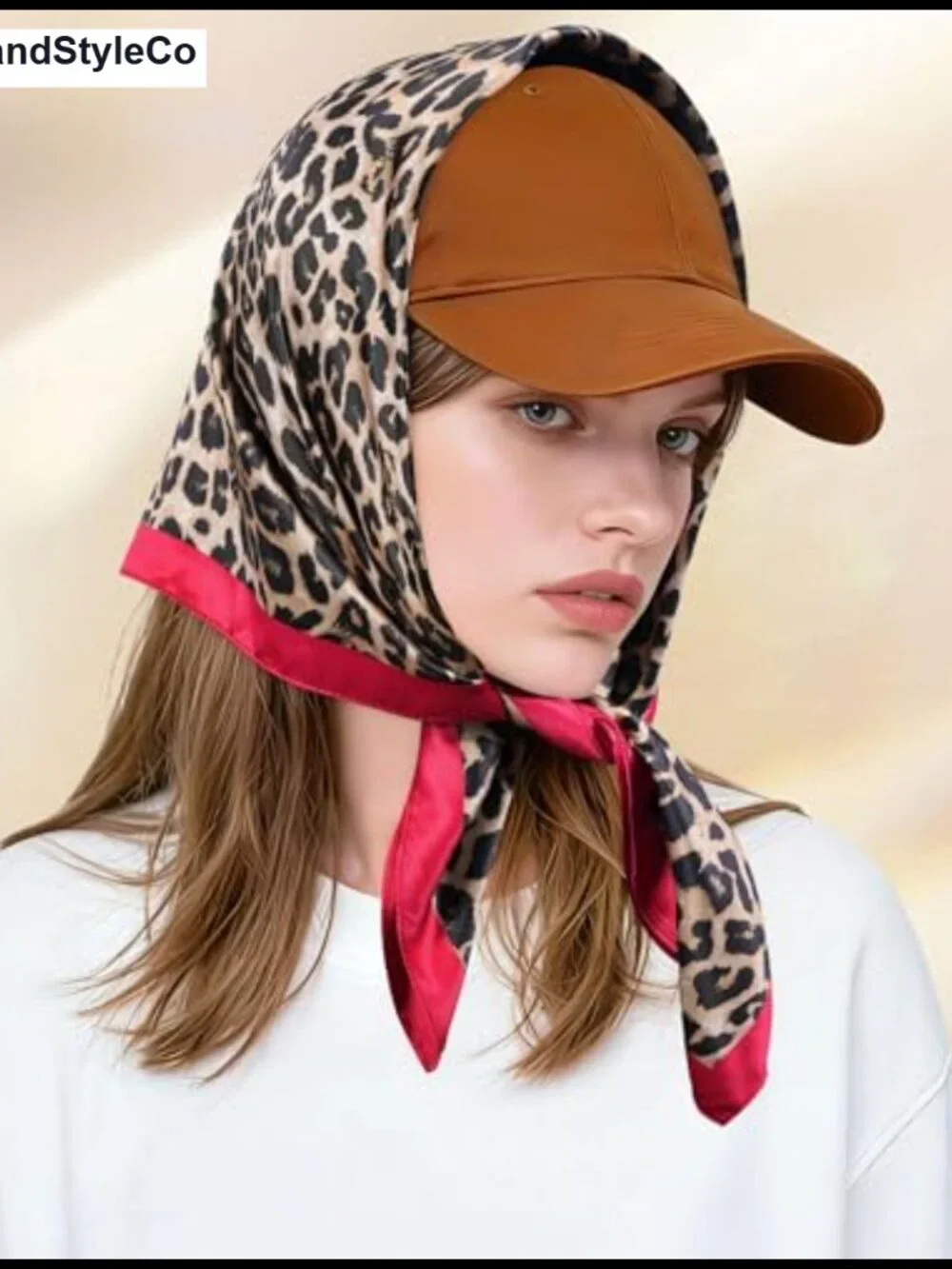 Reversible Satin Hair Scarf, Square Bandana for Women, Leopard Print