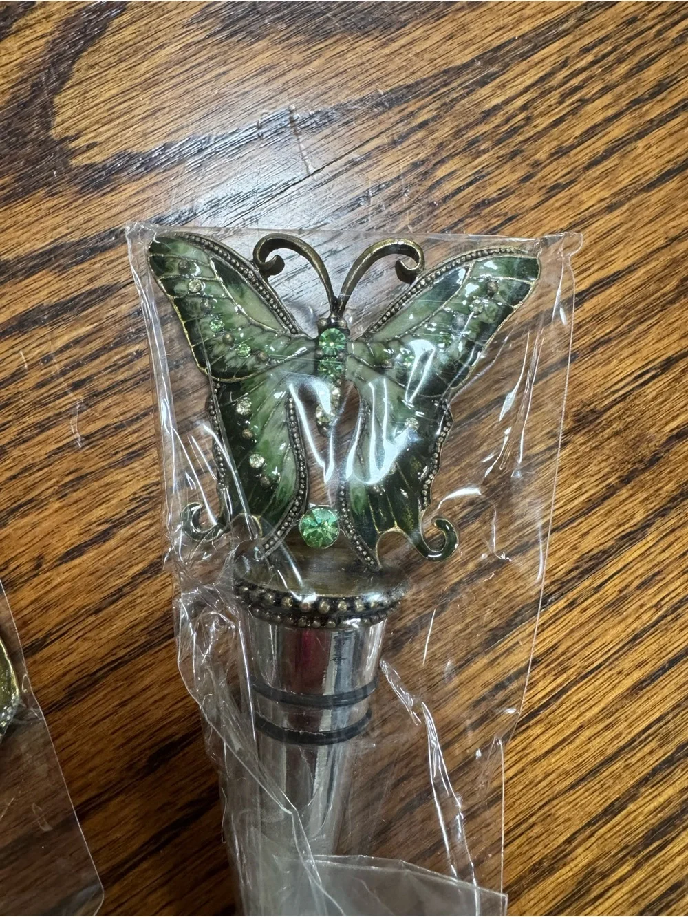 Green Butterfly Wine Stopper and Decorative Coaster Set
