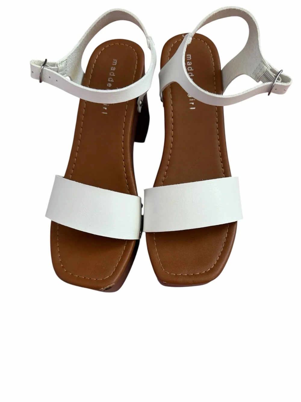 Madden Girl White Ankle-Strap Sandals