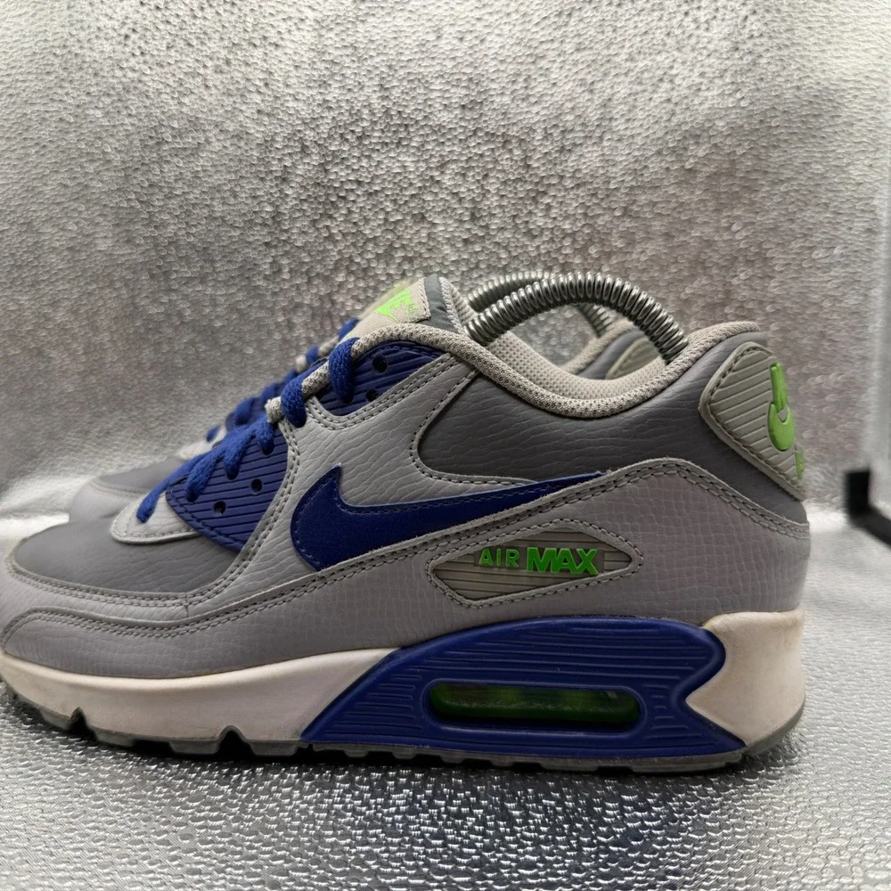 Size 6.5Y Nike Air Max 90 Kids Grey Blue Green Good 724821-005 Sneaker