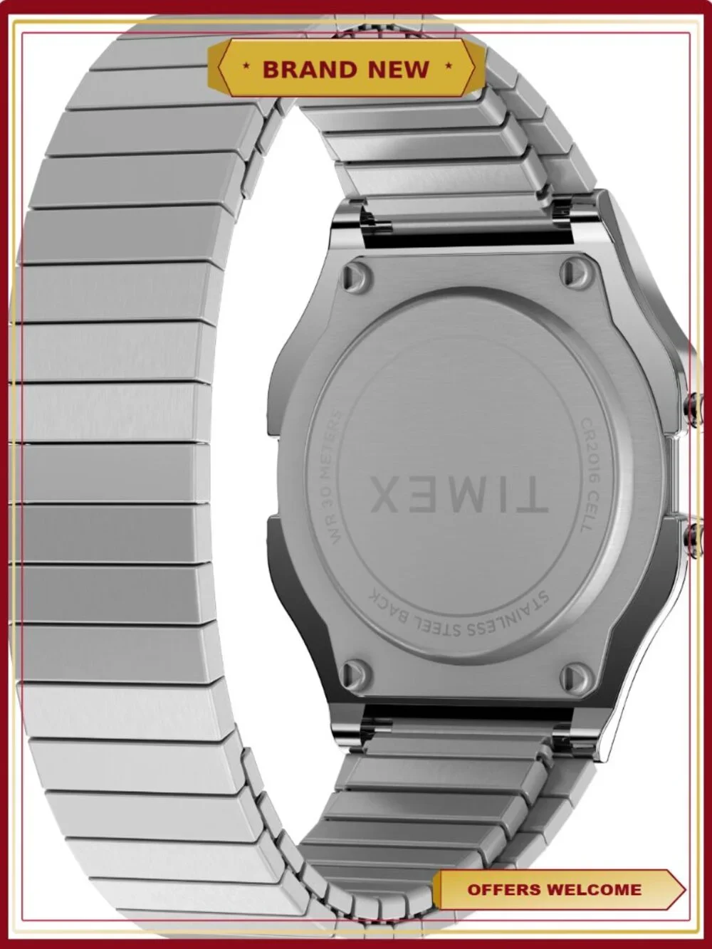 Men's Stainless Steel Expansion Band Wristwatch