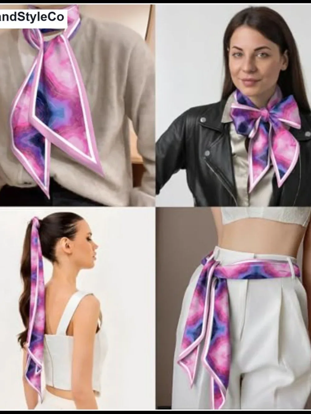 Silk Feeling Satin Scarf Long Thin Fashion Hair Neck Scarf Handbag Decoration