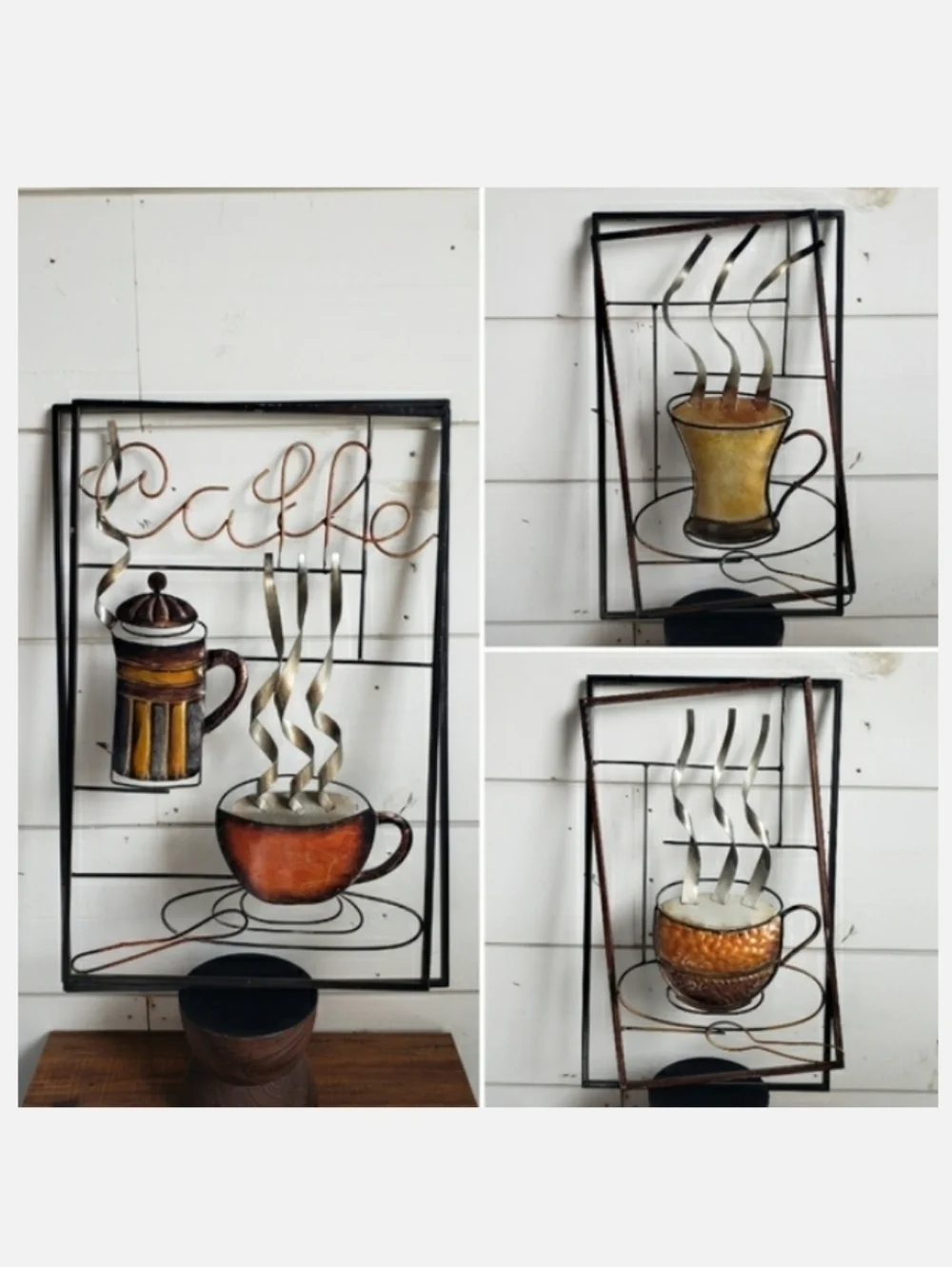 Metal 3D Coffee Wall Art Decor - Set Of 3