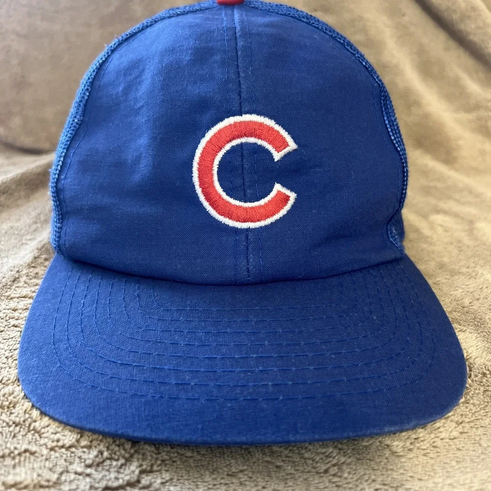 Vintage Chicago Cubs‎ Snapback Hat Cap Twins Enterprise Plain Logo MLB 90s Mesh
