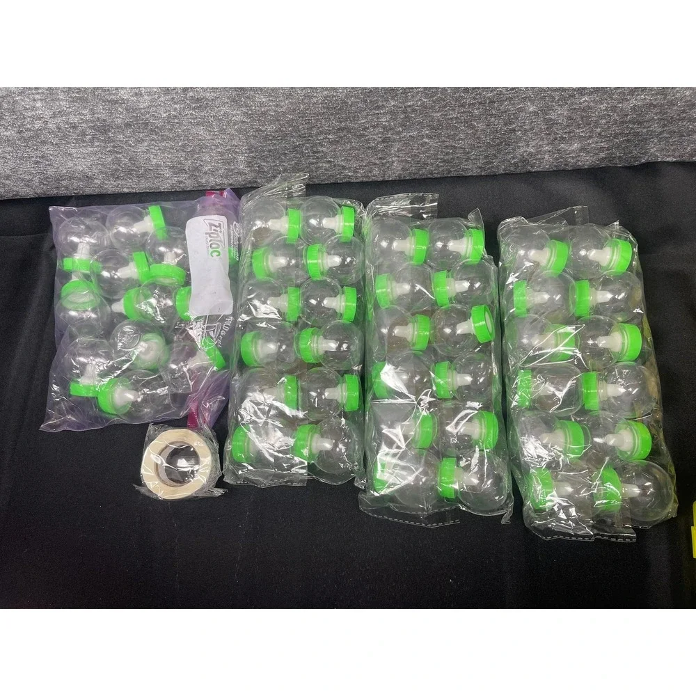 48‎ Piece Mini Baby Bottle Favors Clear Lime Green with Thank You Stickers Set