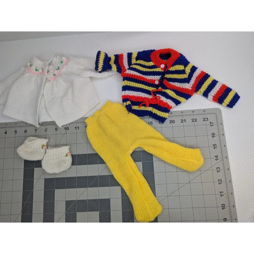 Knit‎ Doll Outfit Sweater Tights Booties Lot Vintage