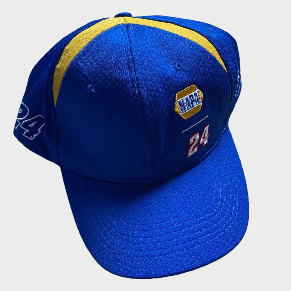 Napa Racing #24 Chase Elliot Hendrick Baseball Hat Blue Yellow Signature